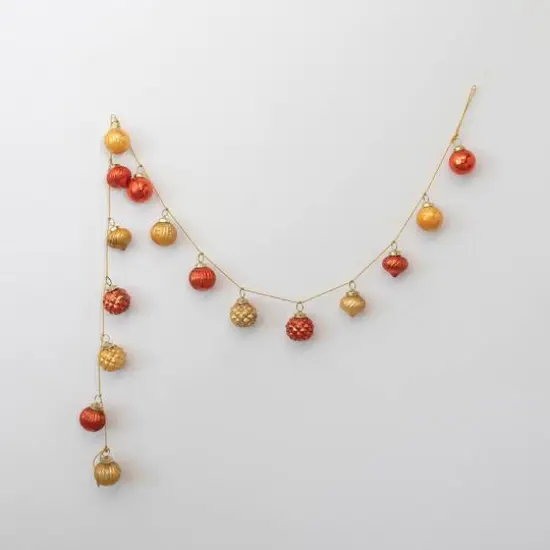 Hello Honey&reg; 6ft. Yellow & Orange Embossed Mercury Glass Ornament Garland {3}