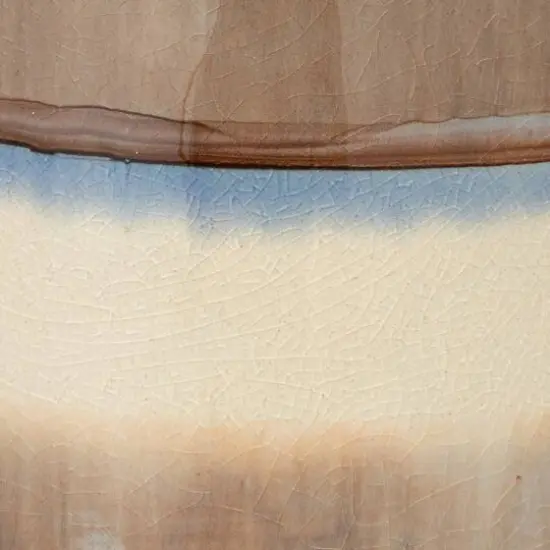 Hello Honey® 8.25" Brown & Cream Round Stoneware Pitcher with Stripes & Crackle Glaze {6}