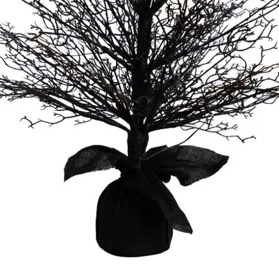 4ft. Pre-Lit LED Halloween Black Twig Artificial Fall Tree in Burlap Planter {6}