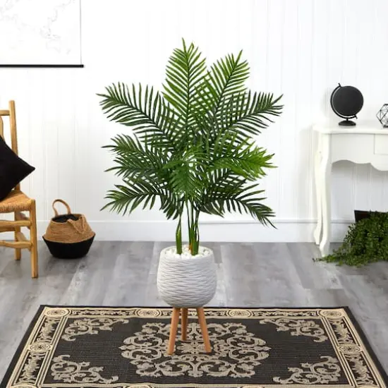 52" Areca Palm Tree in White Planter with Stand {4}