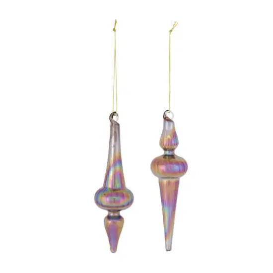 12ct. 6" Iridescent Glass Finial Drop Ornaments {3}