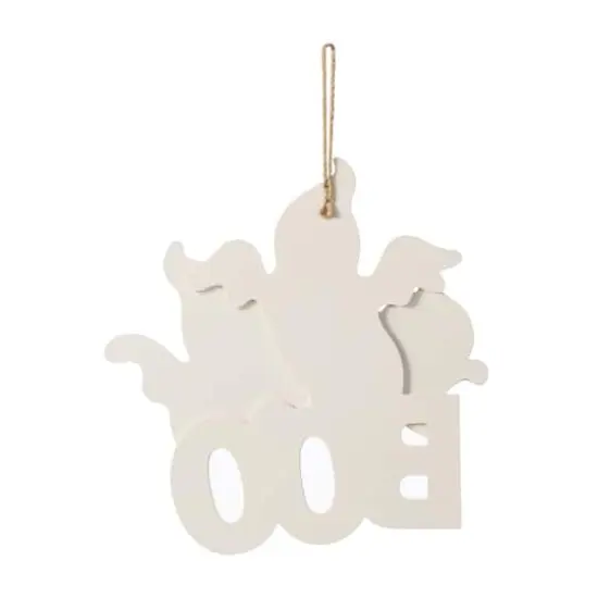 Glitzhome&reg; 14"H Halloween Wooden Ghoost BOO Door Hanger {7}