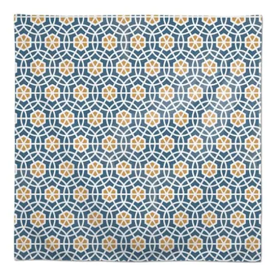Blue and Yellow Circle Hex 58" x 58" Tablecloth {1}