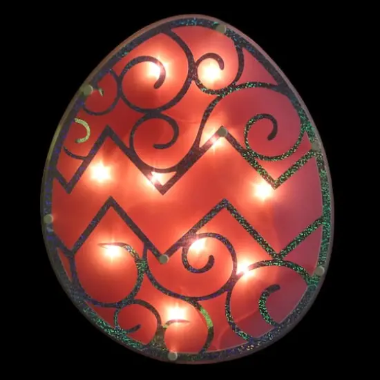 12" Lighted Pink Easter Egg Window Silhouette Decoration {3}