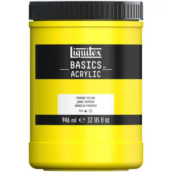 Liquitex&reg; BASICS&trade; Acrylic Paint Jar, 32oz.Primary Yellow {1}