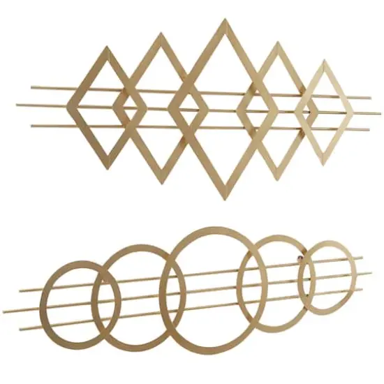 Gold Metal Contemporary Geometric Wall Decor, Set of 2 47", 20" {3}