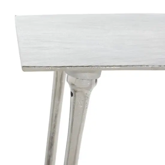 Silver Aluminum Glam Console Table, 50" x 15" x 31" {7}