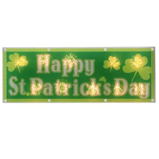 17" Green Holographic St.Patrick's Day Lighted Window Silhouette Decoration {1}