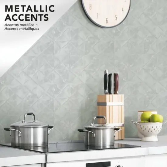 RoomMates Reclaimed Tin Diamond Peel & Stick Wallpaper Gray {5}