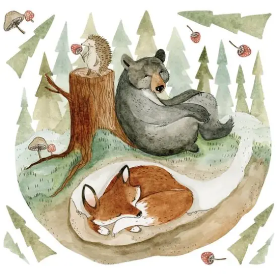 RoomMates Fox & Friends Peel & Stick Giant Wall Decal Set {1}