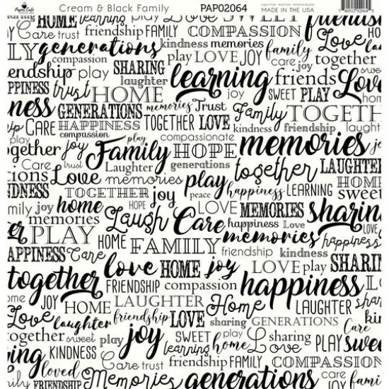 Paper Café Cream & Black Family 12" x 12" Cardstock, 15 Sheets {1}