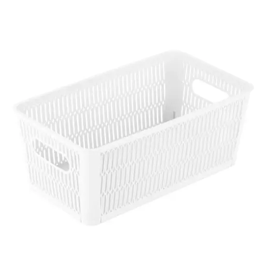 Simplify Slide 2 Stack It Small Storage Tote Baskets, 2ct. White {4}