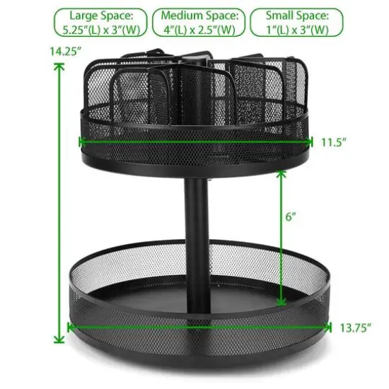 Mind Reader Black Metal Mesh 2-Tier Lazy Susan Granola Bar and Snack Organizer {4}