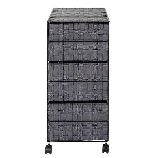 Honey Can Do 26" Black Three-Drawer Woven Home Office Organizer with Wheels {9}