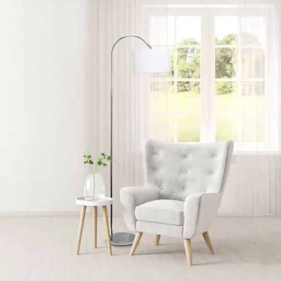 Simple Designs 65" Arched Brushed Nickel Floor Lamp White {5}