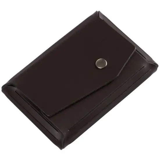  JAM Paper Italian Leather Business Card Holder Case with Angular FlapDark Brown {4}