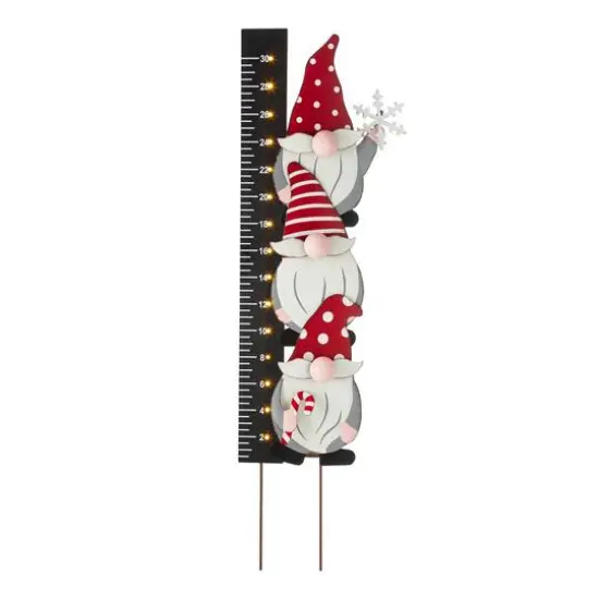 Glitzhome&reg; 3ft. Lighted LED Gnome Snow Gauge Yard Stake {1}