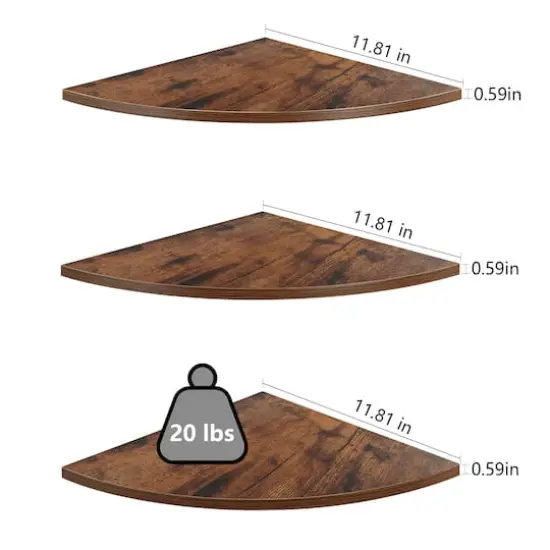 Floating Corner Shelves Set Brown {4}
