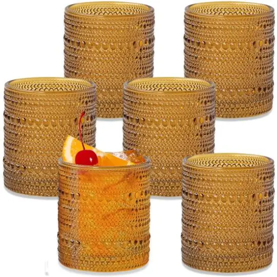 Kate Aspen&reg; 10oz. Textured Beaded Glass Set Amber {2}