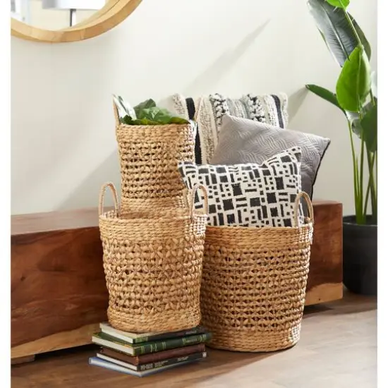 Brown Seagrass Natural Storage Basket Set {11}