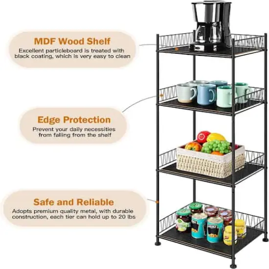 Black 4-Tier Bathroom Storage Rack {4}