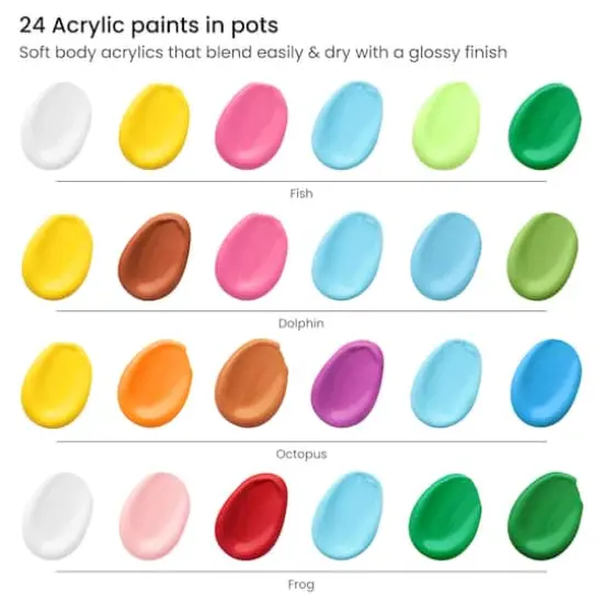 Arteza&reg; Kids Canvas Paint Kit, 4 8x8 Canvas with Brushes & Paints Water Creatures {4}