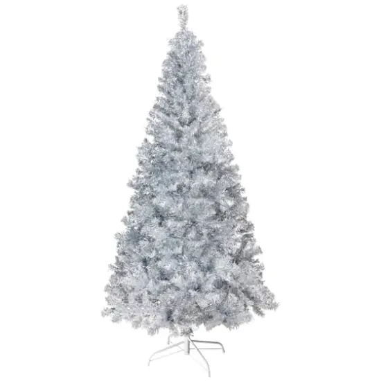 7ft. Unlit Silver Tinsel Artificial Christmas Tree {1}
