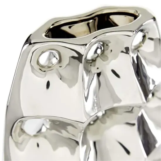 Silver Ceramic Modern Vase, 14" x 8" x 4" {5}