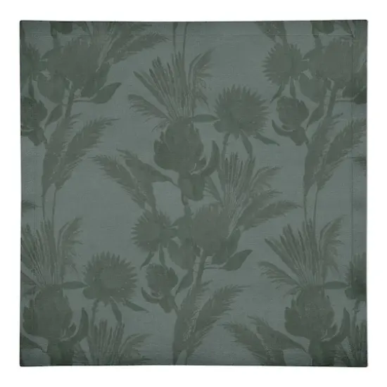 Tonal Protea Blooms Cotton Twill Napkin Emerald Tones {1}