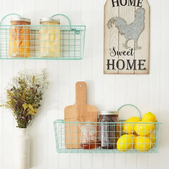 DII&reg; Medium Wire Wall Baskets, 2ct. Aqua {6}