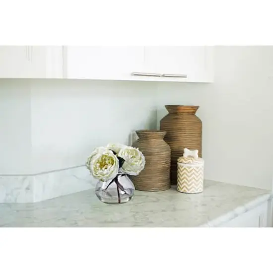 8" White Fancy Rose In Glass Vase {5}