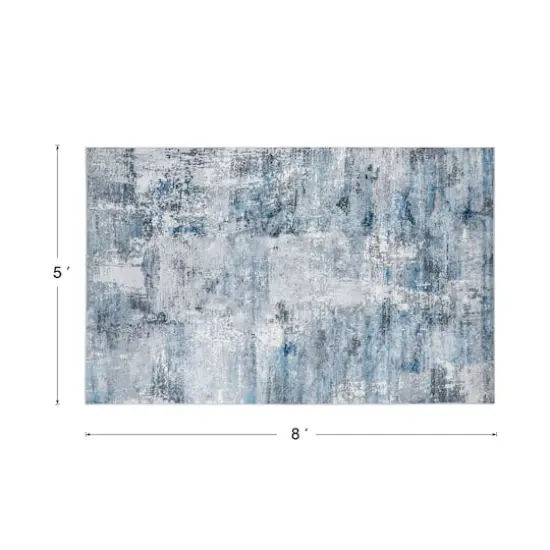 Glitzhome&reg; 5ft. x 8ft. Blue, Ivory & Tan Abstract Area Rug {9}