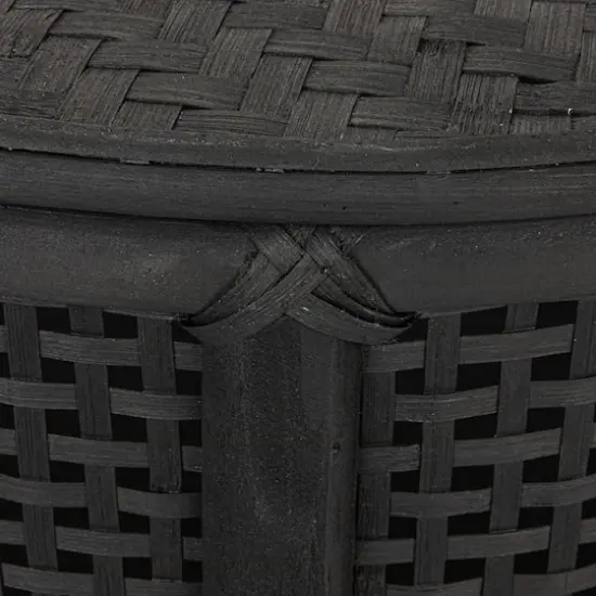 Hello Honey&reg; Round Bamboo & Rattan Accent Table Black {8}