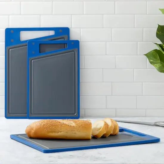 JoyJolt&reg; Cutting Board Set Gray and Blue {4}