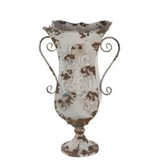 Beige Metal Vintage Vase {4}