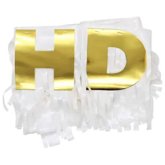 6.5ft. Gold & White Happy Birthday Fringe Banner by Celebrate It&trade; {3}