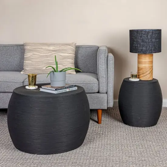 Hello Honey&reg; Small Rattan Round Accent Table Black {4}