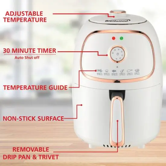 Brentwood White 2qt. 1200 Watt Electric Air Fryer with Timer & Temperature Control {7}