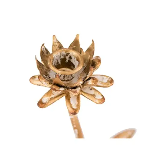 Hello Honey&reg; Gold Metal Flower Shaped Taper Candle Holder Set {5}