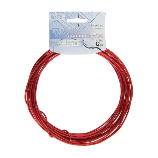 John Bead 12 Gauge Aluminum Jewelry Wire, 30ft. Red {4}