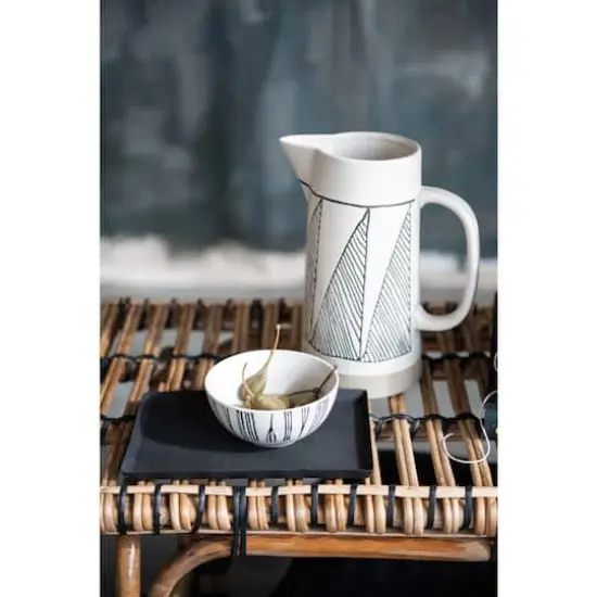 Hello Honey&reg; 9" Embossed Modern Black & White Stoneware Water Pitcher {4}