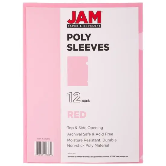 JAM Paper 9" x 11.5" Plastic Sleeve Page Protectors, 120ct. Light Red {5}