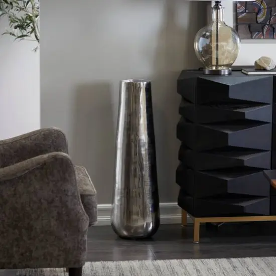 30.5" Aluminium Contemporary Vase Silver {7}
