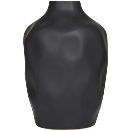 CosmoLiving by Cosmopolitan Black Ceramic Faceted Vase 9" x 9" x 14" {5}