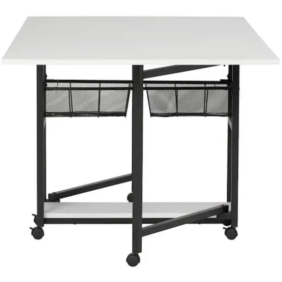Sew Ready Mobile Craft Table with Folding Top & Storage {5}