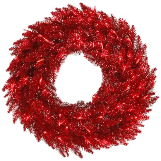 36" Tinsel Red Fir Wreath, Red Dura-Lit&reg; LED Lights {1}