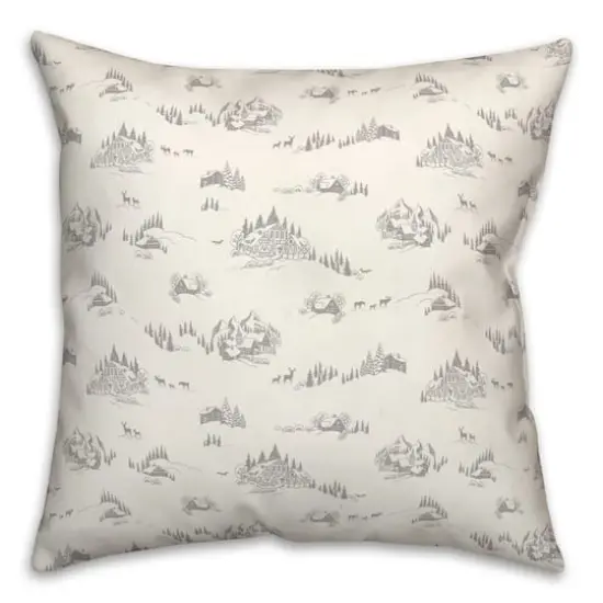 Snowy Town 18x18 Throw Pillow {1}
