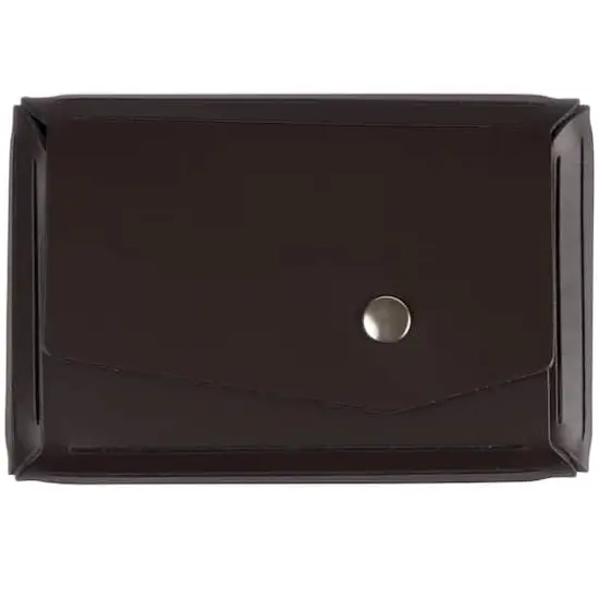  JAM Paper Italian Leather Business Card Holder Case with Angular FlapDark Brown {1}