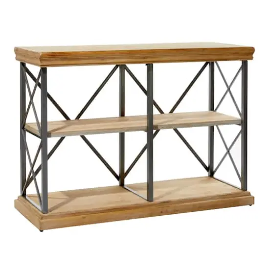 Brown Wood Industrial Shelving Unit, 34 " x 48 " x 17 " {1}