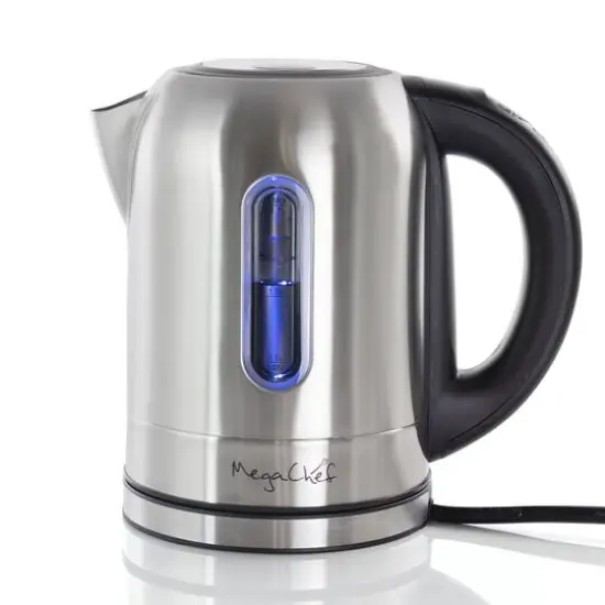 MegaChef 1.7L Stainless Steel Electric Tea Kettle With 5 Preset Temps {5}